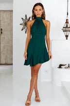 Polyester Satin Gathered Mini Dress