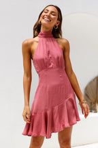 Polyester Satin Gathered Mini Dress