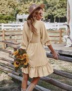 Lace Polyester Dress with Ruffle Details