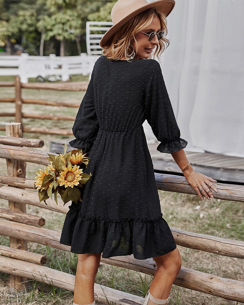 Lace Polyester Dress with Ruffle Details