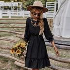 Lace Polyester Dress with Ruffle Details
