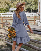 Lace Polyester Dress with Ruffle Details