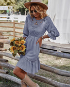 Lace Polyester Dress with Ruffle Details