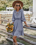 Lace Polyester Dress with Ruffle Details