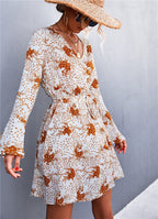 Floral Polyester Dress with Wrap Detail