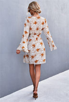 Floral Polyester Dress with Wrap Detail