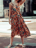 Floral Polyester Dress with Low Back