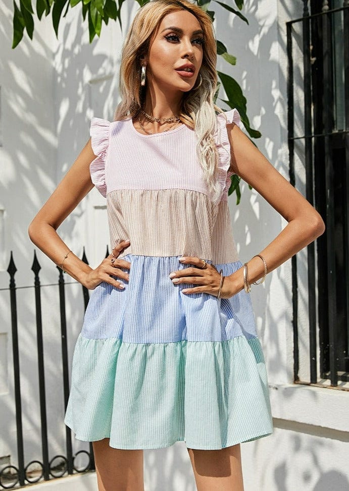 Striped Colorblock Layered Dress