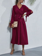 Cutout Polyester Dress with Pleats