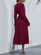 Cutout Polyester Dress with Pleats