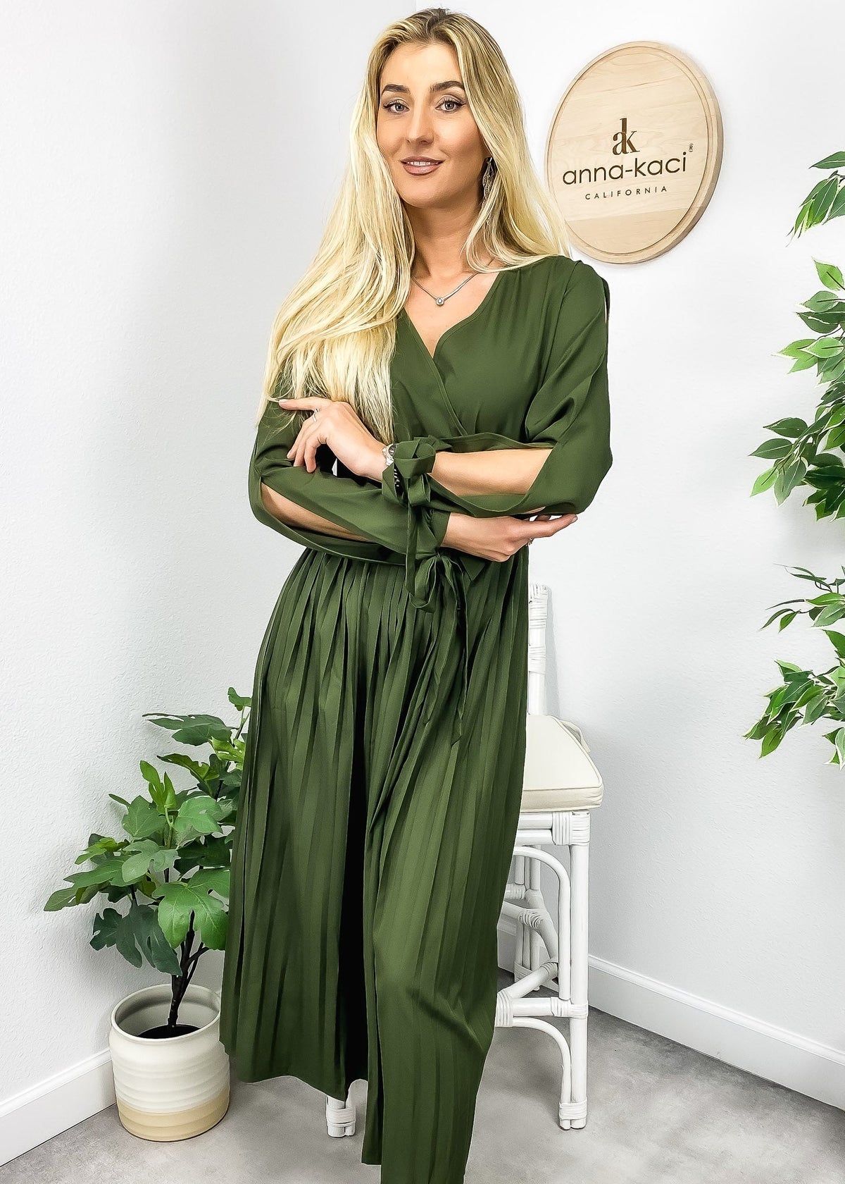 Cutout Polyester Dress with Pleats
