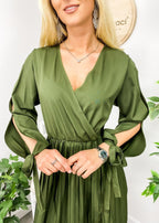 Cutout Polyester Dress with Pleats