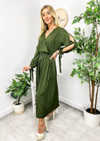 Cutout Polyester Dress with Pleats