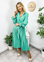 Floral Dress with Foldover Collar