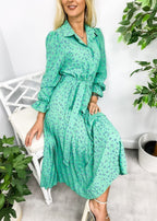 Floral Dress with Foldover Collar