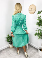 Floral Dress with Foldover Collar