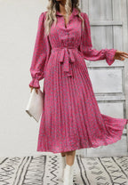 Floral Dress with Foldover Collar