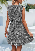 Floral Polyester Dress with V-Neckline