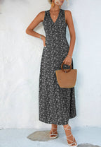 Floral Polyester Dress with Halter Neckline