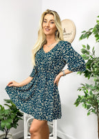 V-Neck Floral Dress with Back Ties