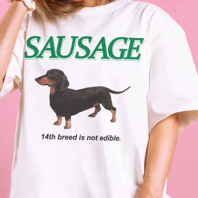 Kawaii Sausage Dog Funny T-shirt WHITE / S t-shirt-250223 Main image