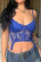 Lace Cami Tank Top with Corset Details
