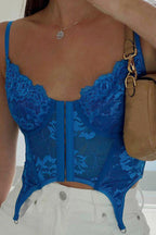 Lace Cami Tank Top with Corset Details
