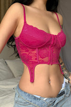 Lace Cami Tank Top with Corset Details