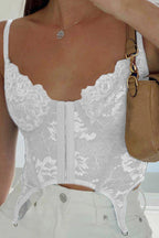 Lace Cami Tank Top with Corset Details