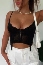 Lace Cami Tank Top with Corset Details