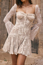 Lace Polyester Mini Dress with A-Line Shape