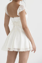 Lace-Panel Strappy Dress with Corset Details