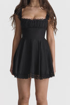 Lace-Panel Strappy Dress with Corset Details
