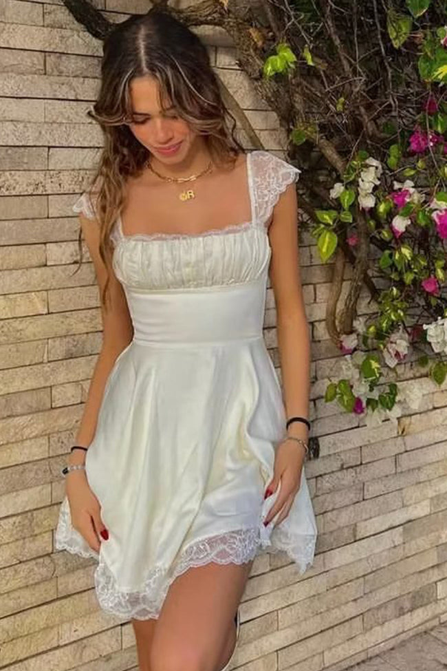 Lace-Panel Strappy Dress with Corset Details Main image