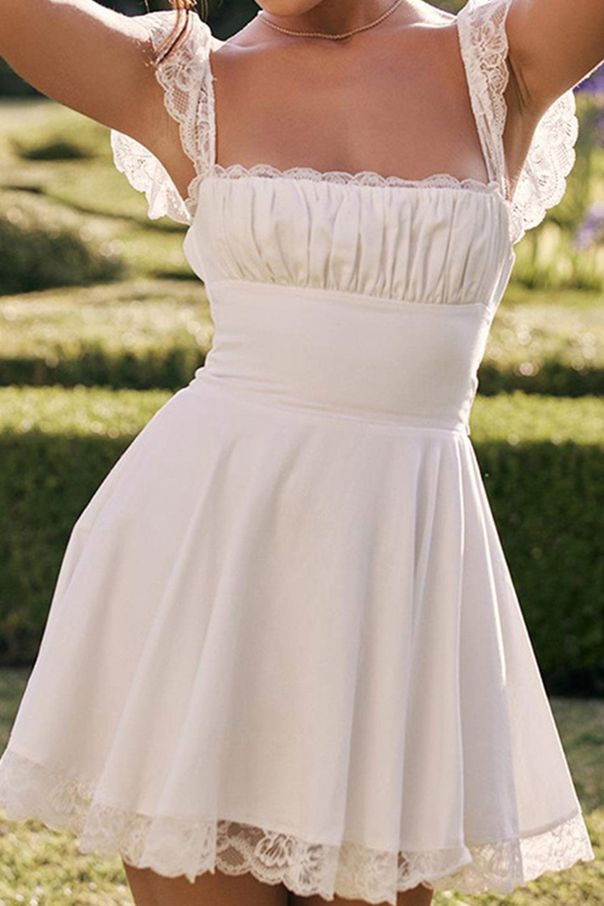 Lace-Panel Strappy Dress with Corset Details