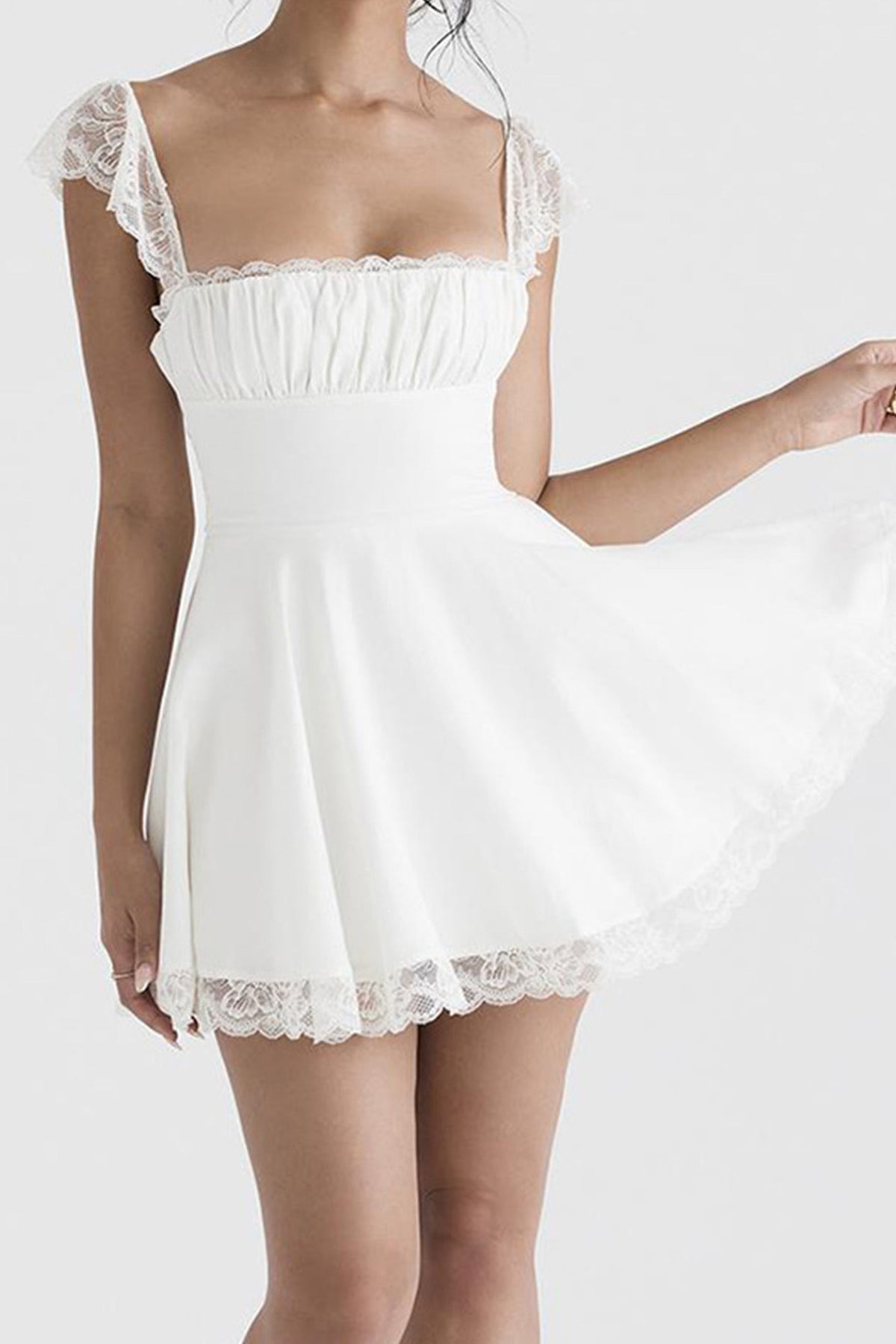 Lace-Panel Strappy Dress with Corset Details