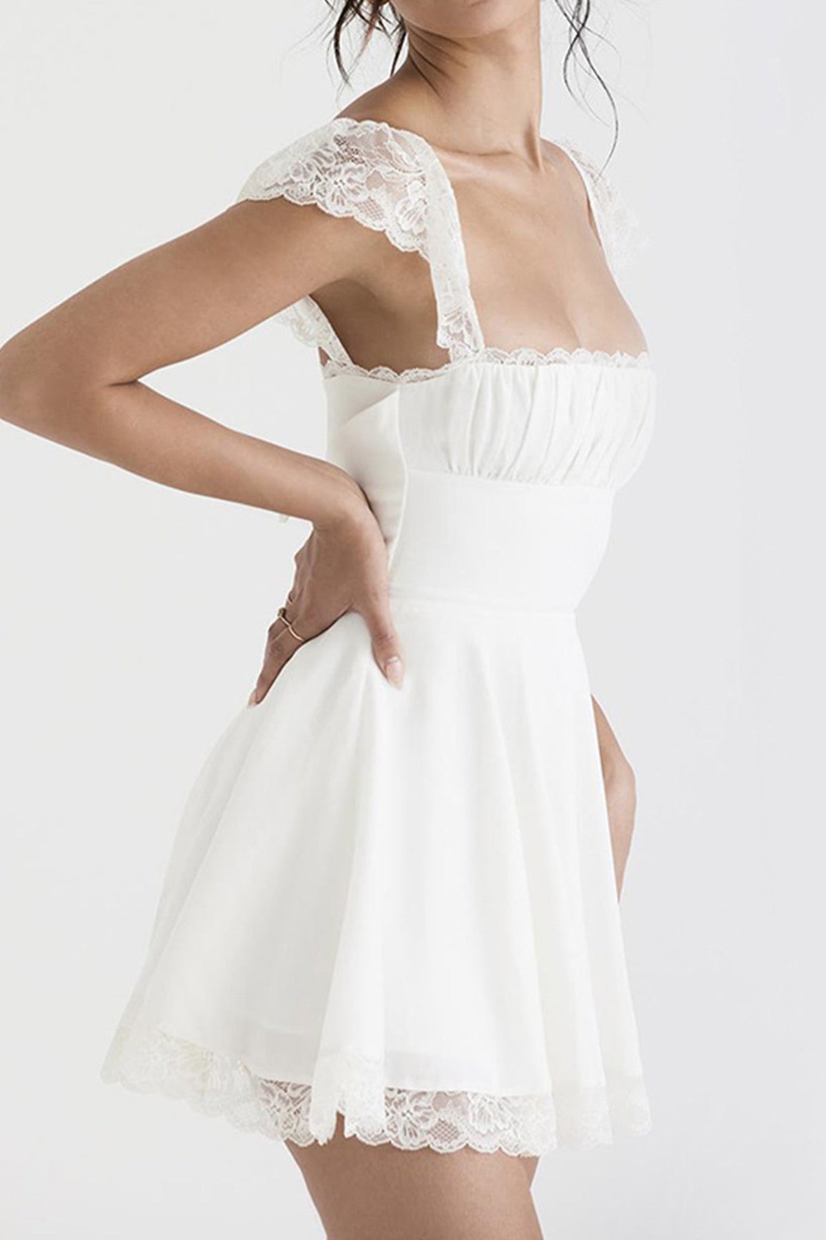 Lace-Panel Strappy Dress with Corset Details