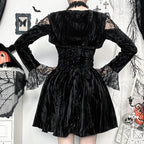 Crimson Lace Velvet Petite Dress