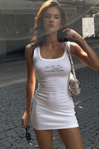 Lettered Cotton Bodycon Mini Dress