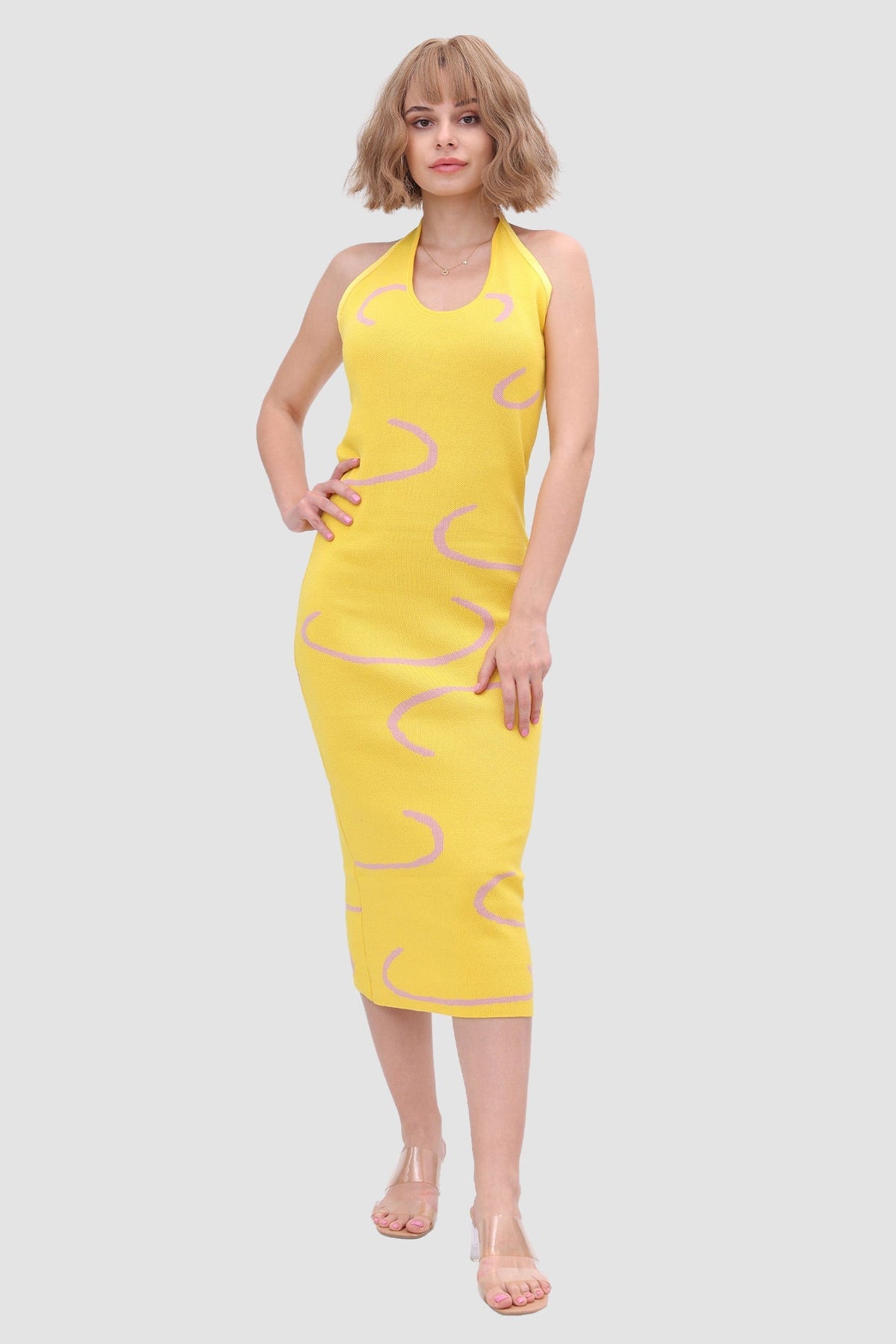 Knit Open-Back Halter Dress