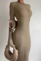 Ribbed Long Dress with Open Back