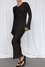Ribbed Long Dress with Open Back