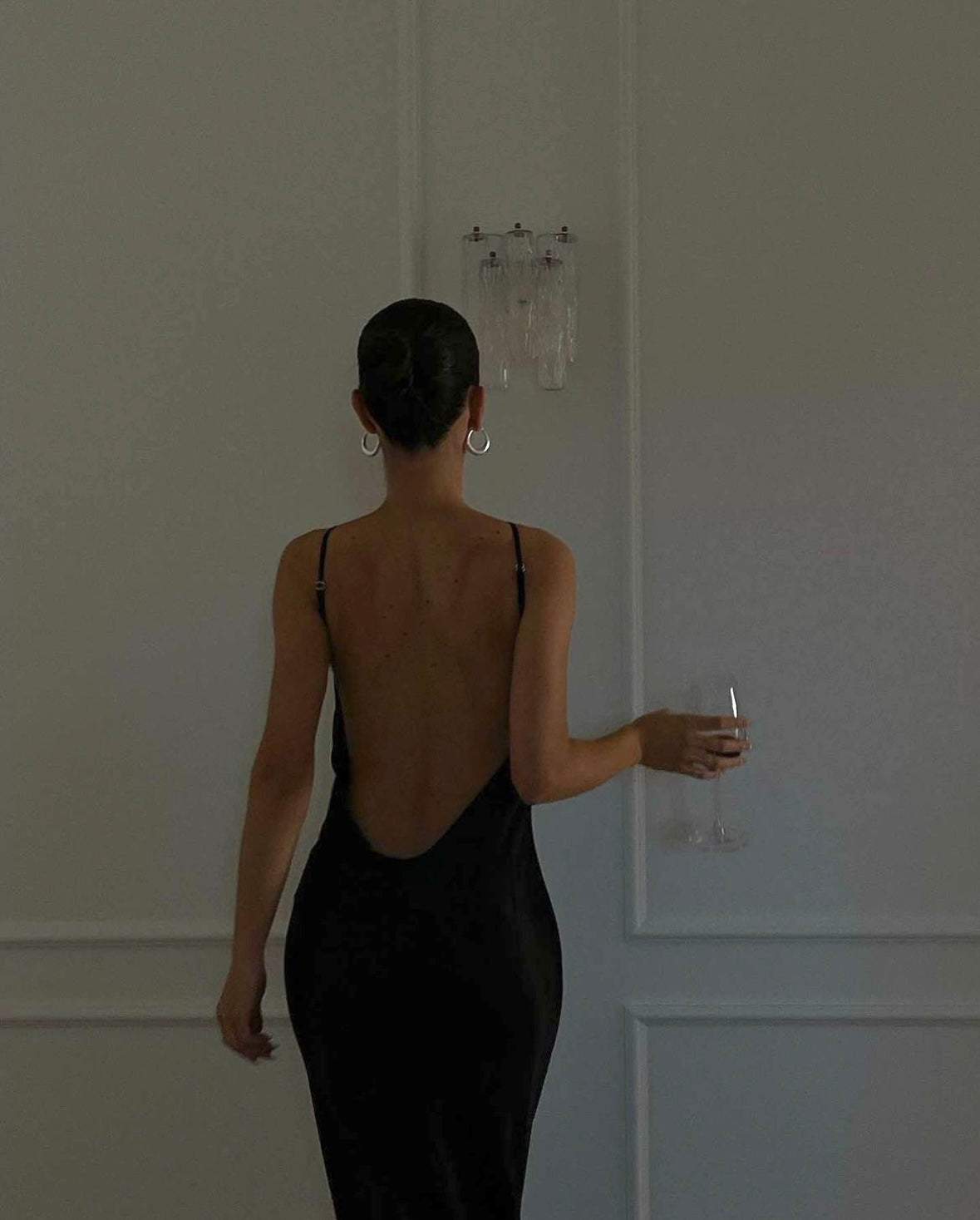 Plunging V-Neck Adjustable-Strap Maxi Dress with Open Back
