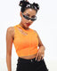 Lettuce-Edge Polyester Tank Top with Panel Details