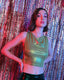 Shimmer Stretch-Blend Cropped Top with Polyester Fabric