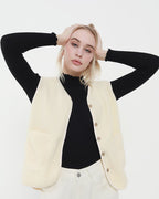 Pocket-Detail Cotton Vest with Long Sleeves