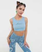 Cotton Polyester Cropped Tank Top with Sleeveless Cut