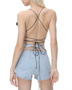 Butterfly-Detail Stretch-Blend Polyester Cropped Top