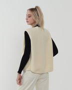 Pocket-Detail Cotton Vest with Long Sleeves