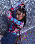Mesh Polyester Top with Anime Graphics